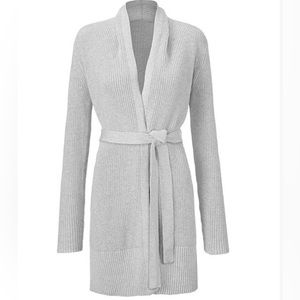 NWT-Cabi soft and cozy silver lining exhale cardigan, long with belt - medium